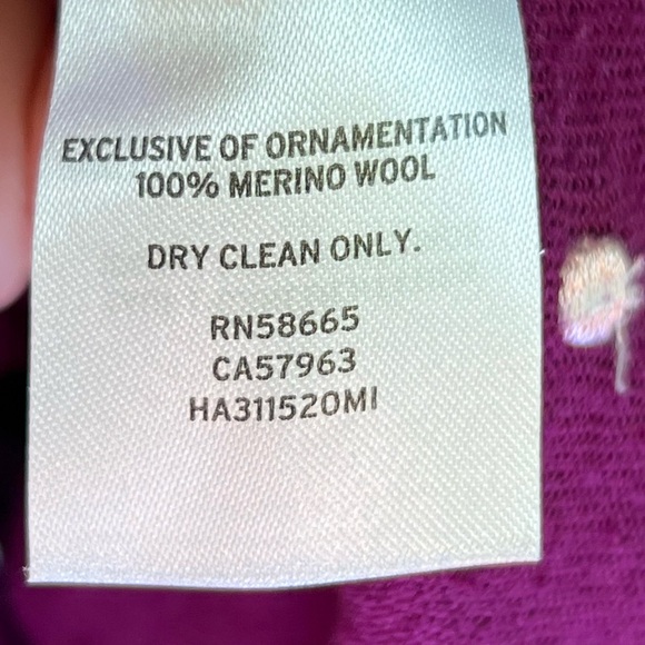 Halogen 100% Wool Purple Polka Dot Long Sleeve Cardigan - Picture 7 of 7